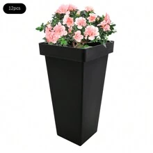 Rainaut 12 Pcs Flower Buckets 13.4 Inch Modern Floral Bucket Freestanding Plastic Flower Vases Floral Centerpiece Container For Table Home Wedding Party Decoration Decor (Black)[Best Gift For Family&Friends] - 黑色 - 查看 5