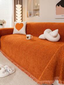 1pc Oversized Simplified Deep Green Sofa Blanket, Multi-Functional Sofa Throw Rug, Pet-Friendly Sofa Cover, Machine Washable, Dust-Proof Furniture Protector, For Bedroom, Office And Living Room Decor, All-Season Use