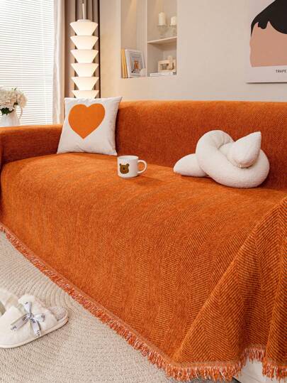 1pc Oversized Simplified Deep Green Sofa Blanket, Multi-Functional Sofa Throw Rug, Pet-Friendly Sofa Cover, Machine Washable, Dust-Proof Furniture Protector, For Bedroom, Office And Living Room Decor, All-Season Use