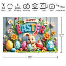 1 pezzo Decorazione da parete per stanza, sfondo decorativo con coniglietto di Pasqua e uova, perfetto per decorare una stanza per feste di compleanno, non lavabile, dimensioni 210x150/150x100/100x75 cm