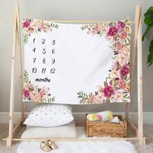 Coperta per traguardi mensili per bambini maschi o femmine, soffice coperta floreale da ricordo, coperta da neonati per rilevare la crescita, sfondo delicato per foto, idea regalo per festa di nascità o Pasqua, adatto per bambine/bambini