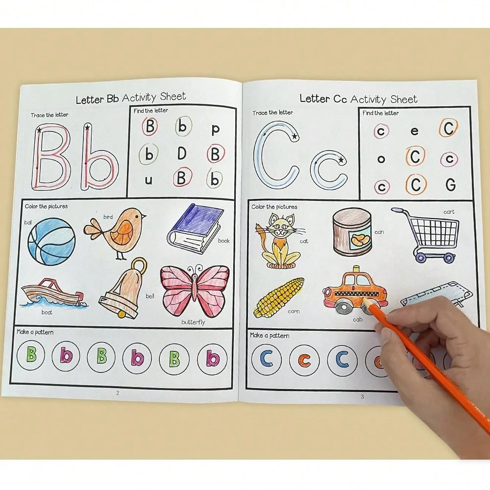 Lachilly 英字アルファベット トレースブック 28ページ 子供 就学前 手書き練習帳 塗り絵 アルファベートABCトレース 初期教育 ...