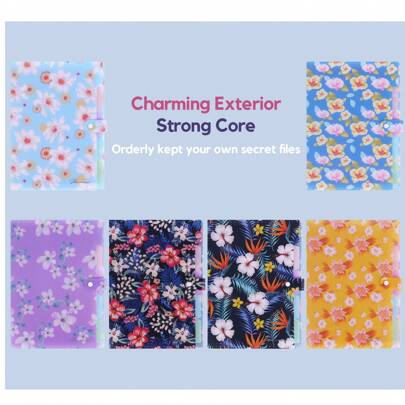 学校文件夹 - 返校花卉系列可扩展文件袋，5 口袋风琴式文件整理器，适用于学校、办公室和家庭