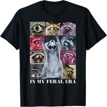 In My Feral Era Funny Raccoon Animal Meme Racoons Team Trash Women's T-Shirt - 黑色 - 查看 1