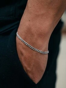 1 pezzo Braccialetto catena in acciaio inossidabile dorato, accessorio di gioielleria personalizzato stile hip-hop da uomo