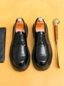 Spring 2025 Men's Lace-Up Business Casual Shoes, Pointed Toe British Style Oxford Dress Formal Shoes For Fashionable Stylists And Nightclub, Vintage , Versatile
