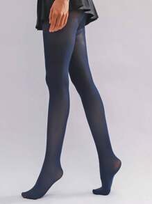 1 条宝蓝色连裤袜，简约时尚休闲装 - 藏蓝色 - 查看 1