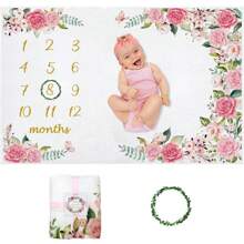 Coperta per traguardi mensili per bambini maschi o femmine, soffice coperta floreale da ricordo, coperta da neonati per rilevare la crescita, sfondo delicato per foto, idea regalo per festa di nascità o Pasqua, adatto per bambine/bambini