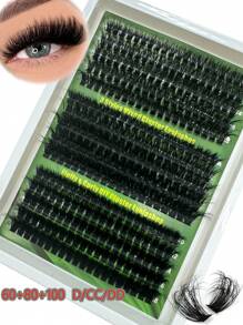 300pcs 100D/80D/60D Individual False Eyelash Extensions Kit, 8D Fluffy Lashes Extensions, Dense Eyelash Extensions, C/D/DD Curl Extensions, 10-18mm Length Mixed Tray, Wedding Bridal Makeup Tools, Black Eyelash Extensions Set, Large Capacity Personal Eyelash Extension Book, Suitable For Home Use.