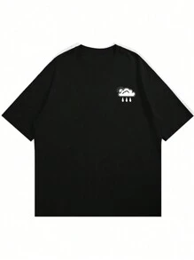 男士休闲云朵印花圆领短袖 T 恤，夏季