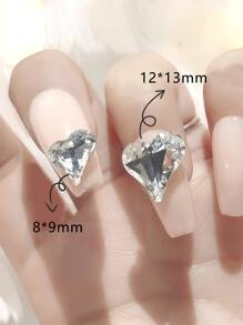 50Pcs K9 Glass Diamonds, Asymmetrical Heart Shape, Pointed Back Gemstone, Shiny White Gray Clear Crystal, For DIY Manicure, Jewelry Making, Earrings, Hair Accessories, Fashion Accessories, Nail Art Supplies, Nail Accessories, Nail Stuff