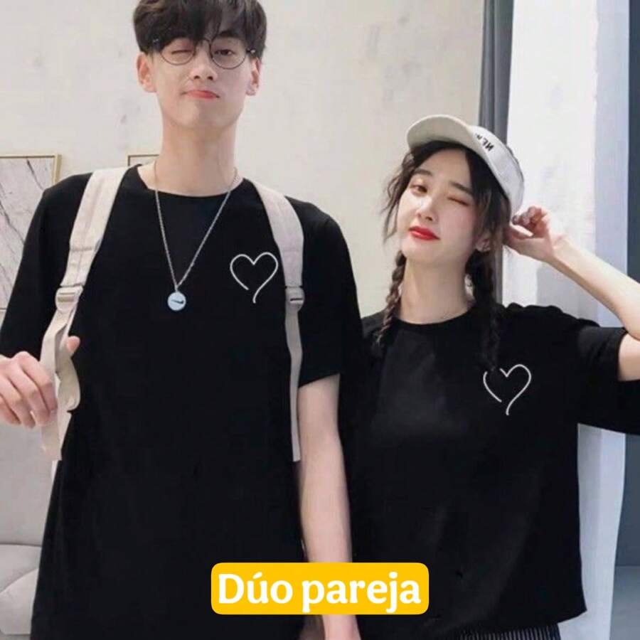 PLAYERA DÚO CORAZON - Negro - Ver 1