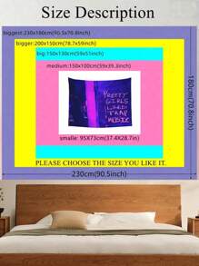 1 件漂亮女孩喜欢 Trap 音乐桃色挂毯，说唱歌手嘻哈设计，涤纶面料，矩形，美观的壁挂，适合大学宿舍、卧室、客厅、家居装饰 - 彩色 - 查看 2