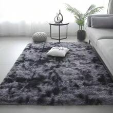 1pc Tie-Dye Dark Gray Shaggy Plush Area Rug, Fluffy Rectangular Soft Non-Slip Carpet For Living Room, Bedroom, Bathroom, Game Room, Washable All Season Home Decor Mat Gifts Birthday Graduation