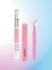 Kit de extensión de pestañas DIY que incluye: 10 ml de pegamento para pestañas, 5 ml de removedor, pinzas, set de maquillaje con pestañas individuales y en grupos, y herramientas para pestañas