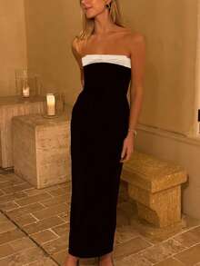 Women Summer Bow Decor Tight Fitted Dress, Wedding Guest Dress, Party Dress