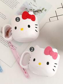 Sanrio 1 pezzo Tazza in plastica Hello Kitty, adorabile, multifunzionale, per spazzolino da denti e caffè, design kawaii per uso quotidiano e avventure all'aperto