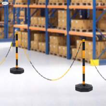 6 Pack Traffic Cones Adjustable Delineator Post Portable Parking Pole W/ Chains - 1 - View 9