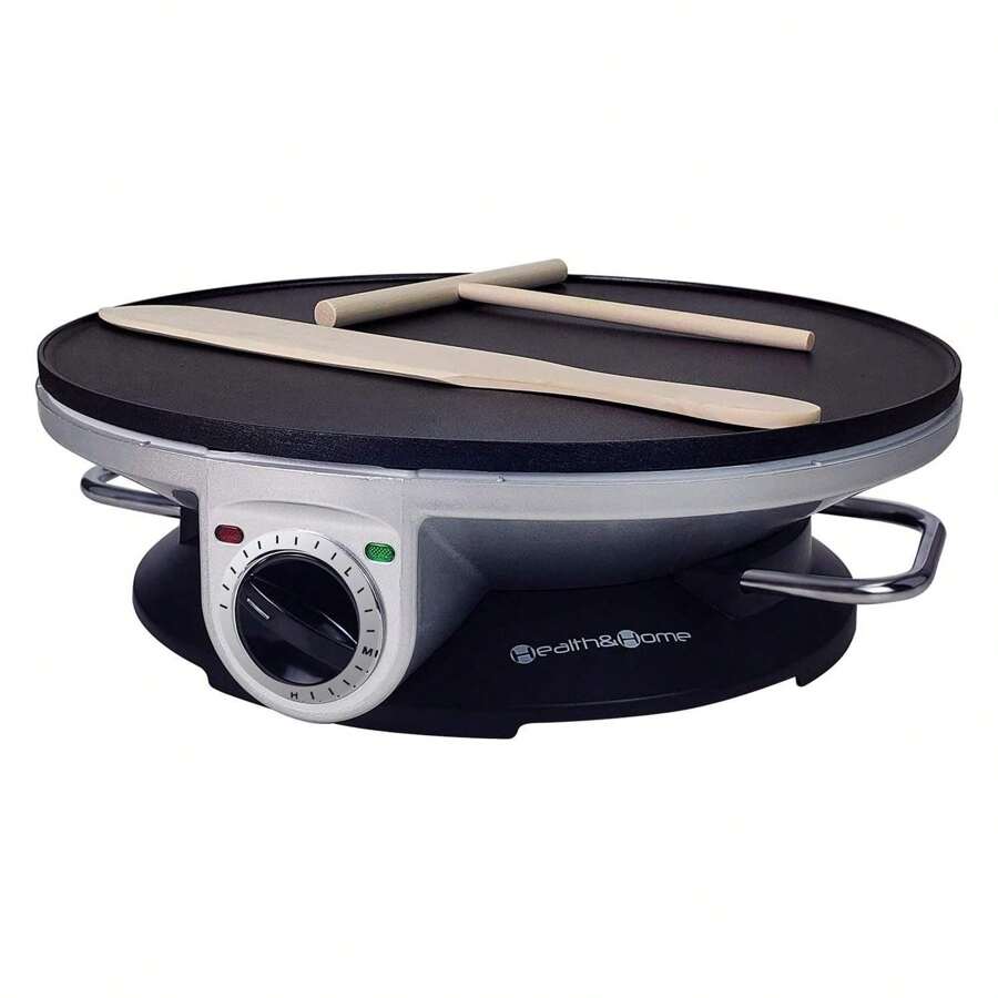 Crepe Maker - 13 Inch Crepe Maker & Electric Gdle & Non-Stick Pancake Maker-Crepe Pan Silver-A - 彩色 - 查看 1