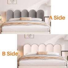 Luxurious Double-Sided Velvet Bed Rest Pillow With Ergonomic Support & Machine Washable Design - Perfect For Home, Bedroom, Living Room, And Office Use, Luxurious Teddy Bed Headboard Cover Bed Headboard Cover Bedside Backrest Cushion Upholstered Bed Head Cover Double King Size - Creamy white + ashes gray - 查看 4