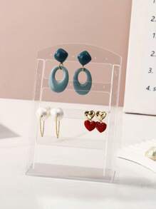 Folding Z 1pc Jewelry Holder Organizer Earring Organizer With 24 Holes Jewelry Display Storage,Solid Color L-Shaped Acrylic Jewelry Display Stand, Modern & Simple Plastic Earrings Storage Rack For Stud Earring Collection, For Woman Gifts Earring Back To School