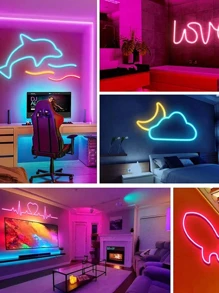 1 个大号外壳蓝牙霓虹灯带，带 APP 智能控制，电视背景 LED 灯条，RGB 霓虹灯防水，适用于电视显示器背景照明，家庭聚会节日装饰，室内客厅卧室游戏室氛围照明