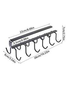 1/2 Pieces/Multifunctional Cabinet Cup Holder With 6/ 12 Hooks Kitchen Iron Organiser, Cabinet Row Of Hooks Organiser, Multifunctional Shelf For Storage, Cutlery, Headphones, Towels, Clothes: Suitable For Kitchen, Cabinet, Bedroom, Bathroom And Office Storage