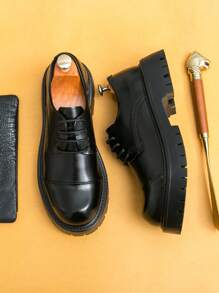 Spring 2025 Men's Lace-Up Business Casual Shoes, Pointed Toe British Style Oxford Dress Formal Shoes For Fashionable Stylists And Nightclub, Vintage , Versatile