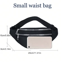 Unisex Crossbody Belt Bag Customizable Name Solid Color Large Capacity Waist Bag - Black - View 7
