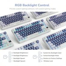 RK ROYAL KLUDGE M75 Mechanical Keyboard 2.4GHz Wireless/Bluetooth/USB-C Wired Gaming Keyboard 75% Layout 81 Keys With OLED Smart Display And Knob RGB Backlight Hot-Swappable Red Switch US Layout - 紫羅蘭色-HotSwapRedSwitch - 查看 4