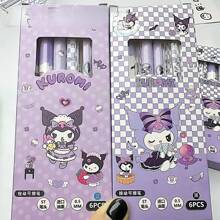 6支/盒 Sanrio Kuromi 可擦摩擦热敏笔 速干易擦 高品质学生用品 0.5mm 替换芯 开学季