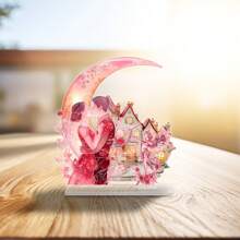 Valentine's Day Moon Couples Decorations 2D Flat Acrylic Table Top Decor Office TV Cabinet Desktop Home Decoration Ornaments