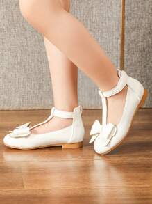 女童、儿童、幼儿、公主、娃娃设计的白色平底鞋 - 白色 - 查看 3
