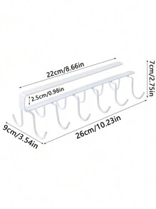 1/2 Pieces/Multifunctional Cabinet Cup Holder With 6/ 12 Hooks Kitchen Iron Organiser, Cabinet Row Of Hooks Organiser, Multifunctional Shelf For Storage, Cutlery, Headphones, Towels, Clothes: Suitable For Kitchen, Cabinet, Bedroom, Bathroom And Office Storage