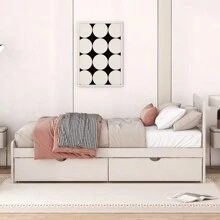Modern Design Twin Size Platform Bed Frame With 2 Drawers For White Washed Color - Multicolor - View 6