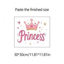 1 pieza Adhesivo de pared con nombre de princesa personalizable, arte decorativo con corona rosa con brillo, calcomanía de puerta de dibujos animados autoadhesiva, adecuada para dormitorio de niña, superficie lisa, decoración de pared de un solo uso, regalo personalizado para el hogar, regalo de cumpleaños personalizado, regalo conmemorativo personalizado