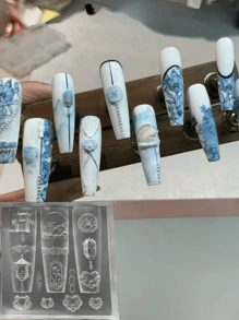 1 件中国风灯笼形美甲模板模具，手工 DIY 美甲配件装饰