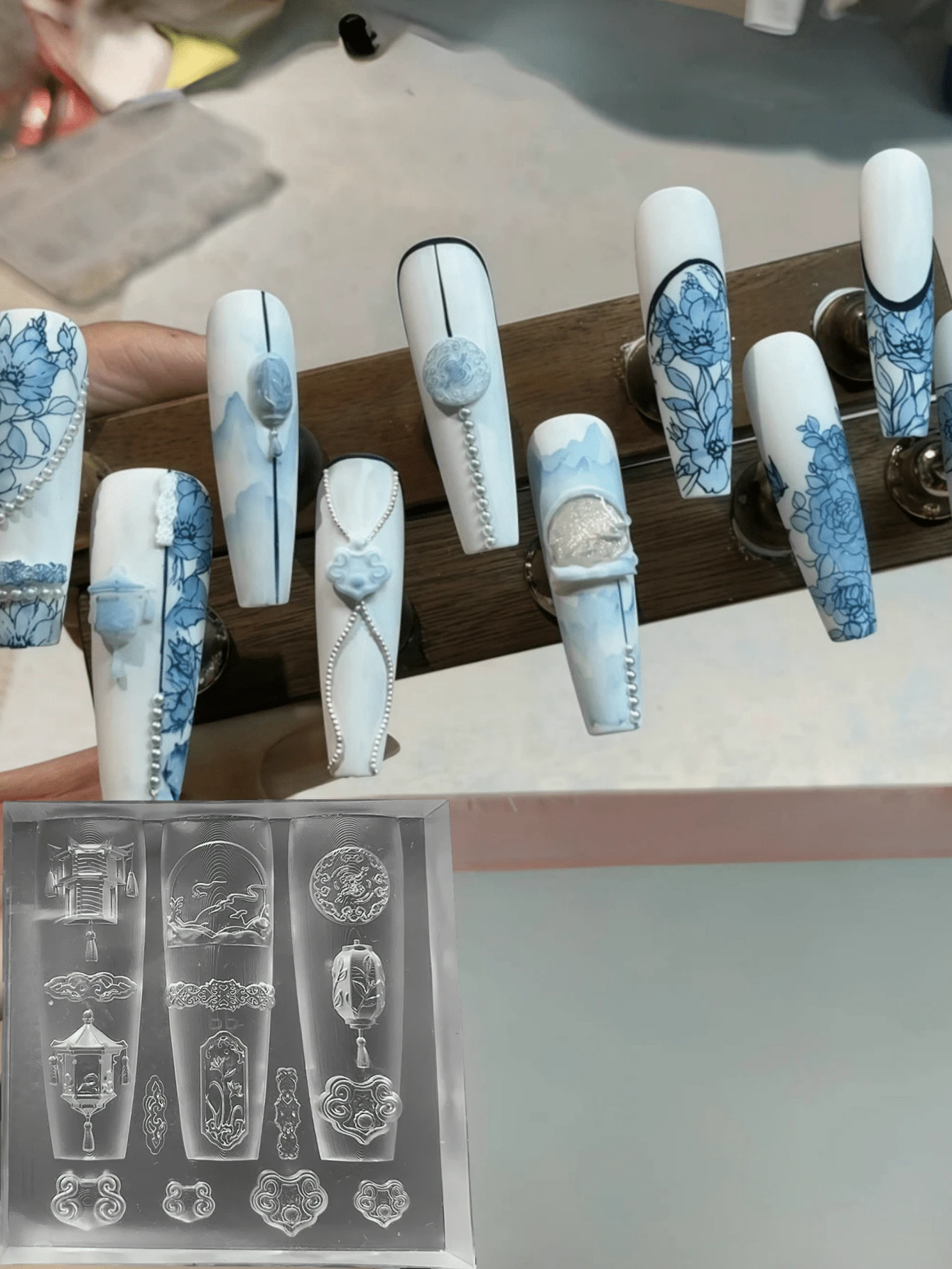 1 件中国风灯笼形美甲模板模具，手工 DIY 美甲配件装饰