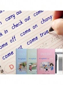 1pc Caligrafia Prática Livro, Hengshui Estilo Caligrafia Cursiva Caderno de Exercícios, Adequado para Estudantes do Ensino Fundamental e Médio, Edição em Inglês, Inclui 1 Caneta + 5 Recargas + 1 Porta-Caneta (Estilo e Cor Aleatórios)