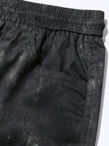 Men's Tie-Dye Wide Leg Loose Casual Cargo Pants - Black - View 6
