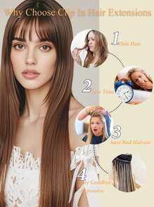 Set de 7 extensiones de cabello humano 100% brasileño Remy con clips, 70g, negro azabache, cabello liso, 16 clips, costura de doble capa - S1 - Ver 7