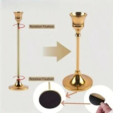 30 件优雅浪漫的欧式婚礼装饰，复古镀金和镀铜，中心烛台，锥形金属烛台，房间和家居装饰 - 銅色 - 查看 6