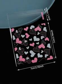 100pcs/Set Heart Shaped Gift Bags, Sizes: 7*7cm, 10*10cm, 14*14cm