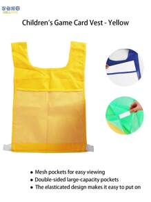 BELLKIDS 儿童训练背心，4种颜色可选，可作练习背心、卡片插入式游戏背心、训练围兜、体育课围兜、团队比赛背心、口袋背心、认知游戏工具、教学辅助工具、互动学习用品，适用于家庭、教室、户外、派对游戏、返校季等场合。 - 彩色 - 查看 14
