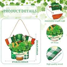 Welkom Houten Bord Voor Voordeur Houten Hanger Bord Zomer Deurbord Houten Lente Welkom Bord Houten Hangend Bord Deurdecoraties Boerderij Portiek Decor Voor Buiten Housewarming Cadeau (Shamrock Stijl)