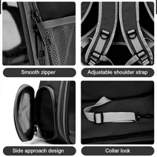 NetHong Astronaut Window Dog Cat Pet Travel Bag Carrier Breathable Transparent Backpack - Black - View 11