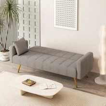 73.6" Gray Fabric  Multifunctional Double Folding Sofa Bed For Office