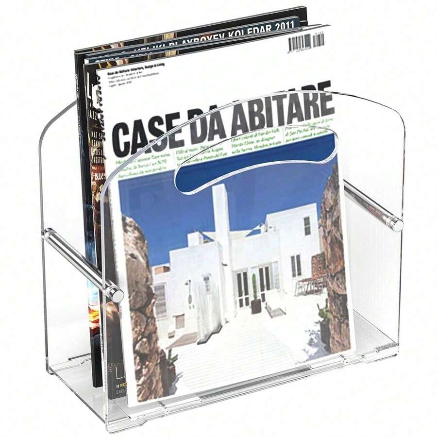 Acrylic Magazine Holder, Transparent Acrylic Magazine File Rack, Suitable For Magazines, Books, Newspapers, Letters, Homes, Offices, Portable Floor Mounted Magazine Rack - Trong suốt - Xem 1