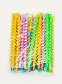 25pcs Random Color Long Hair Spiral Curl Rods, Ionic Hair Styling Tool, DIY Hairstyle Design Wool Curl Sticks - Multicolor - View 5