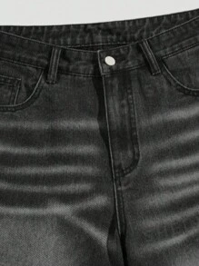 Black Star Print Men's Denim Shorts, Summer Jorts